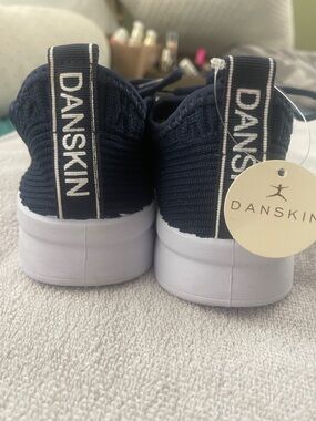 Danskin Navy Slip-On Knit Sneakers with White Sole